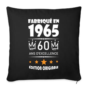 Fabriqué En 1965 Né En 1965 60 Ans Anniversaire - Housse de coussin décorative 45 x 45 cm - noir - Devant