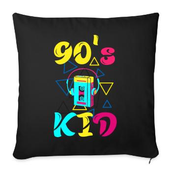 90s Kid Forever – t-shirt rétro pour les fans des années 90 - Housse de coussin décorative 45 x 45 cm - noir - Devant