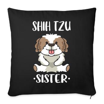 Shih Tzu Sister Cute Dog Owner Pet Lover Art - Sofa pillowcase 17,3'' x 17,3'' (45 x 45 cm) - black - Front