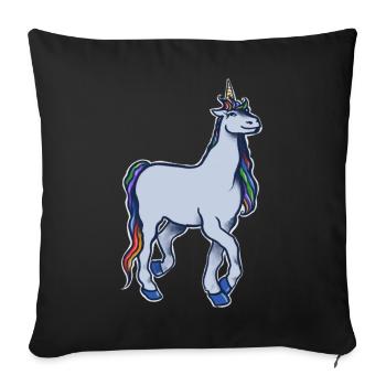 Licorne arc-en-ciel pastel - Housse de coussin décorative 45 x 45 cm - noir - Devant