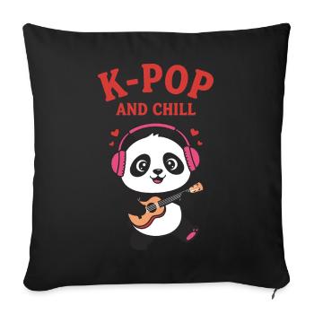 Adoration de la musique coréenne K-Pop et Chill Panda - Housse de coussin décorative 45 x 45 cm - noir - Devant