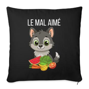 The unloved a wolf who eats VEGETABLES - Sofa pillowcase 17,3'' x 17,3'' (45 x 45 cm) - black - Front