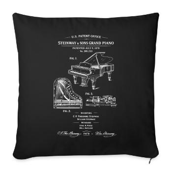 Plan de piano breveté vintage - Housse de coussin décorative 45 x 45 cm - noir - Devant