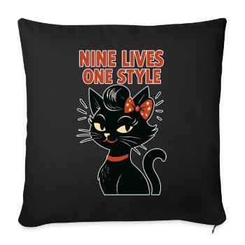 Rockabilly Cat: 50s Retro - Sofa pillowcase 17,3'' x 17,3'' (45 x 45 cm) - black - Front