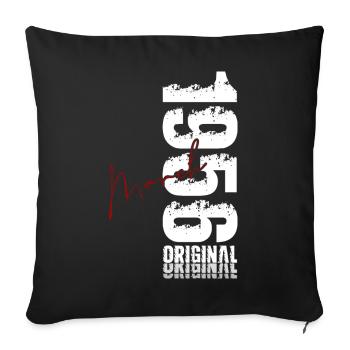 Cadeau du 70e anniversaire Mari Femme Mars 1956 - Housse de coussin décorative 45 x 45 cm - noir - Devant