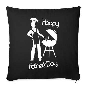 Bonne fête des pères - Grill blanc - Housse de coussin décorative 45 x 45 cm - noir - Devant