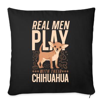 Chihuahua Chihuahueño Real Men - Sofakissenbezug 45 x 45 cm - Schwarz - Vorne