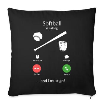 Softball appelle un design d’écran de téléphone drôle - Housse de coussin décorative 45 x 45 cm - noir - Devant