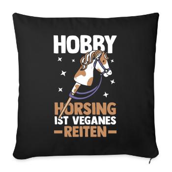 Steckenpferd Hobbyhorse Hobby Horsing - Sofakissenbezug 45 x 45 cm - Schwarz - Vorne