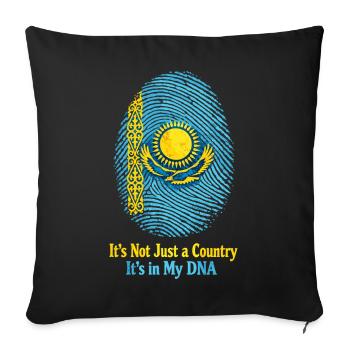 Empreinte génétique Kazakhstan - Drapeau Proud Roots - Housse de coussin décorative 45 x 45 cm - noir - Devant