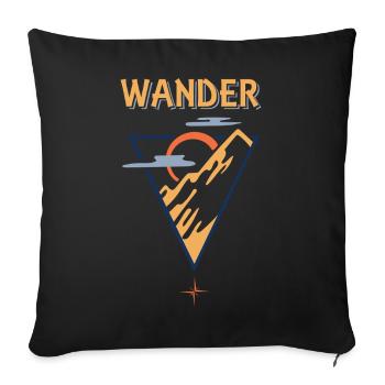 Berg Sonne Wolken - Wandern Motiv - Sofakissenbezug 45 x 45 cm - Schwarz - Vorne