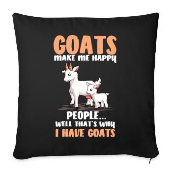 Dessin animé Les chèvres me rendent heureux - Housse de coussin décorative 45 x 45 cm - noir - Devant