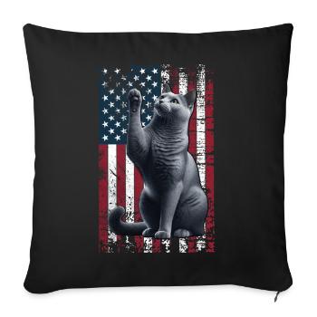 Chat Bleu Russe Américain Bleu Russe - Housse de coussin décorative 45 x 45 cm - noir - Devant