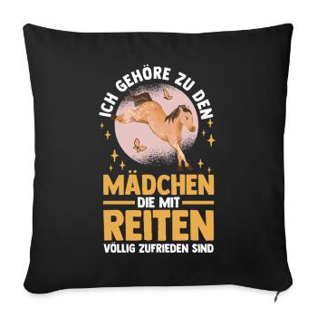 Reiten Pferdeliebhaber Reiterhof Pferde - Sofakissenbezug 45 x 45 cm - Schwarz - Vorne