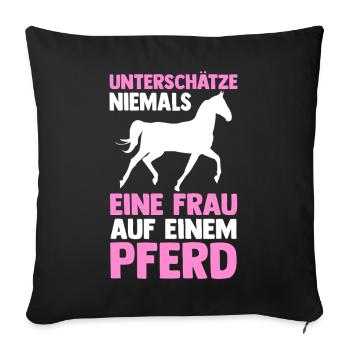 Reiten Pferdeliebhaber Reiterhof Pferde - Sofakissenbezug 45 x 45 cm - Schwarz - Vorne