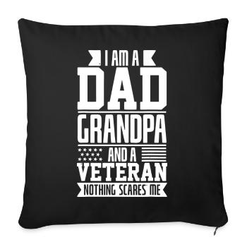 Papa Opa Veteran: Nichts macht mir Angst - Sofakissenbezug 45 x 45 cm - Schwarz - Vorne