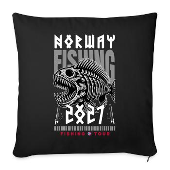 Voyage de pêche en Norvège 2027 - Housse de coussin décorative 45 x 45 cm - noir - Devant