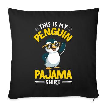 Pingouin mignon - Cadeau pour l’amoureux des manchots - Housse de coussin décorative 45 x 45 cm - noir - Devant