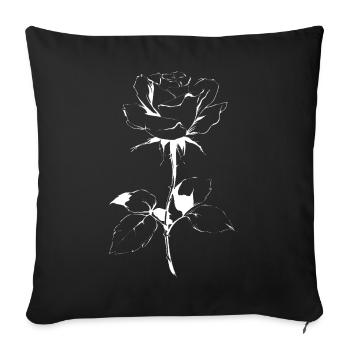 Dessin en rose blanche sur fond noir - Housse de coussin décorative 45 x 45 cm - noir - Devant