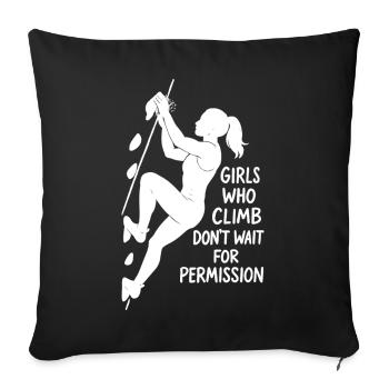 Silhouette de bloc : Chel-shirt des filles qui grimpent - Housse de coussin décorative 45 x 45 cm - noir - Devant