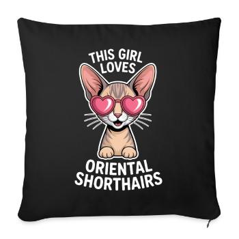 Cadeau de chat en plaisanterie sur les expressions orientales à poil court - Housse de coussin décorative 45 x 45 cm - noir - Devant