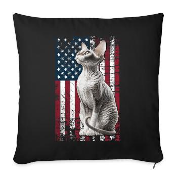 Cornish Rex US Cornish Rex Cat - Sofa pillowcase 17,3'' x 17,3'' (45 x 45 cm) - black - Front