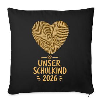 Unser Schulkind 2026 Fingerabdruck Herz - Sofakissenbezug 45 x 45 cm - Schwarz - Vorne