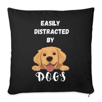 Facilement distrait par les chiens - Housse de coussin décorative 45 x 45 cm - noir - Devant