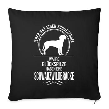 SCHWARZWILDBRACKE Schutzengel Wilsigns Hundespruch - Sofakissenbezug 45 x 45 cm - Schwarz - Vorne