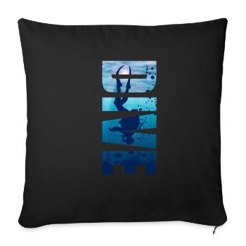 Diver Dive Divemaster Diving Diver Sea - Housse de coussin décorative 45 x 45 cm - noir - Devant
