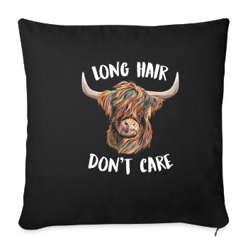 Long Hair Don’t Care Bulle Tête de taureau - Housse de coussin décorative 45 x 45 cm - noir - Devant