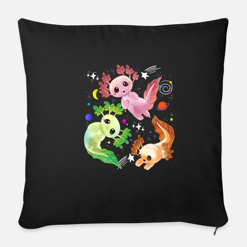 Axolotl Space Kawaii Weltraum Rakete Astronaut Pla - Sofakissenbezug 45 x 45 cm - Schwarz