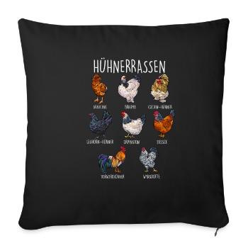Hühnerrassen Landwirt Hühnerarten Hühnerzüchter Hü - Sofakissenbezug 45 x 45 cm - Schwarz - Vorne