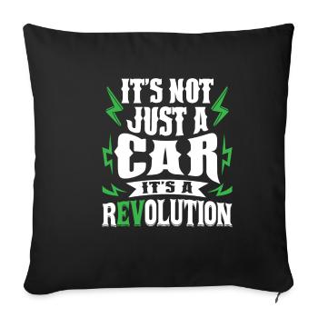 E-car Electric Funny Car Saying rEVolution EV - Sofakissenbezug 45 x 45 cm - Schwarz - Vorne