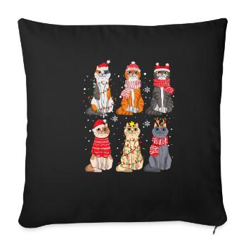 Katzen Weihnachtsbaum Weihnachten Spruch Meowy Cat - Sofakissenbezug 45 x 45 cm - Schwarz - Vorne