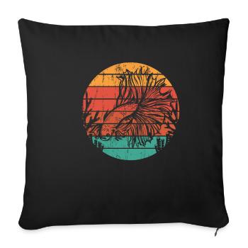 Vintage Siamesischer Kampffisch Retro Betta Splend - Sofakissenbezug 45 x 45 cm - Schwarz - Vorne