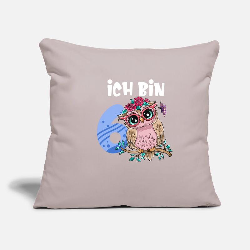 Ich Bin 6 Süße Eule Pink Blumen Mädchen Geburtstag Sofakissenbezug 45 x 45 cm