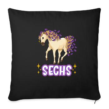 6. Geburtstag Pferde Mädchen Geburtstagsshirt 6 Ja - Sofakissenbezug 45 x 45 cm - Schwarz - Vorne