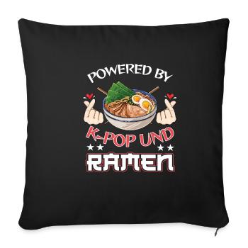 Powered by K-Pop und Ramen Nudelsuppe Musik K-Pop - Sofakissenbezug 45 x 45 cm - Schwarz - Vorne