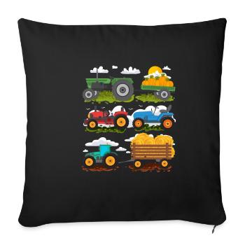 Traktor Jungen Traktoren Bauernhof Fahrzeuge Treck - Sofakissenbezug 45 x 45 cm - Schwarz - Vorne