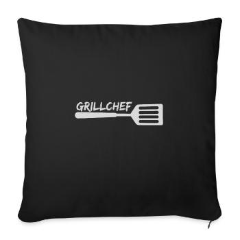 GRILL CHEF KOCH SPRUCH GESCHENK IDEE - Sofakissenbezug 45 x 45 cm - Schwarz - Vorne