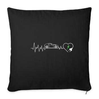 E-car Heartbeat ECG electric Car rEVolution EV pul - Sofakissenbezug 45 x 45 cm - Schwarz - Vorne