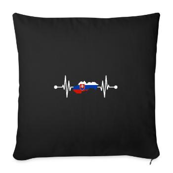 Battement de cœur slovaque Slovaquie - Housse de coussin décorative 45 x 45 cm - noir - Devant