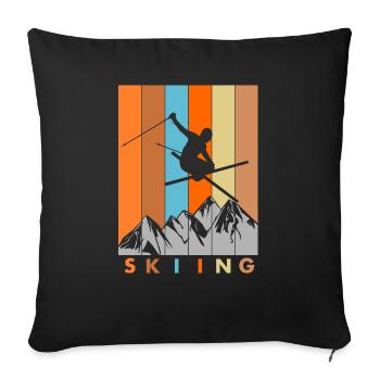 Skiing vintage - Sofa pillowcase 17,3'' x 17,3'' (45 x 45 cm) - black - Front