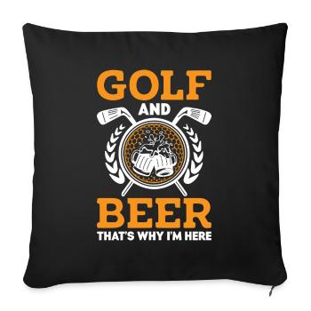 Golf et bière - Housse de coussin décorative 45 x 45 cm - noir - Devant