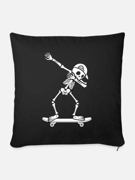 Skateboarder Dabbing Skeleton Boys Skateboard - Housse de coussin décorative 45 x 45 cm - noir