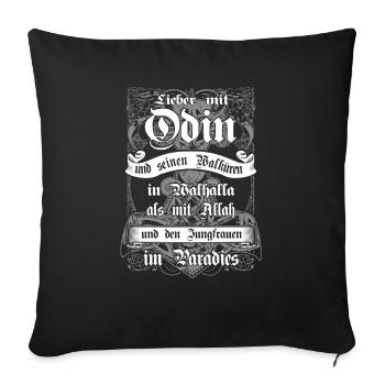 Mit Odin in Walhalla - Sofakissenbezug 45 x 45 cm - Schwarz - Vorne