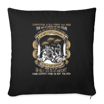 Wikinger Trinkspruch - Sofakissenbezug 45 x 45 cm - Schwarz - Vorne
