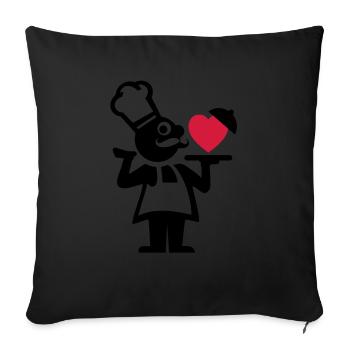 koch_mit_herz_f2 - Housse de coussin décorative 45 x 45 cm - noir - Devant