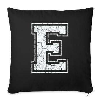 Letter S in white in the used look - Sofa pillowcase 17,3'' x 17,3'' (45 x 45 cm) - black - Front